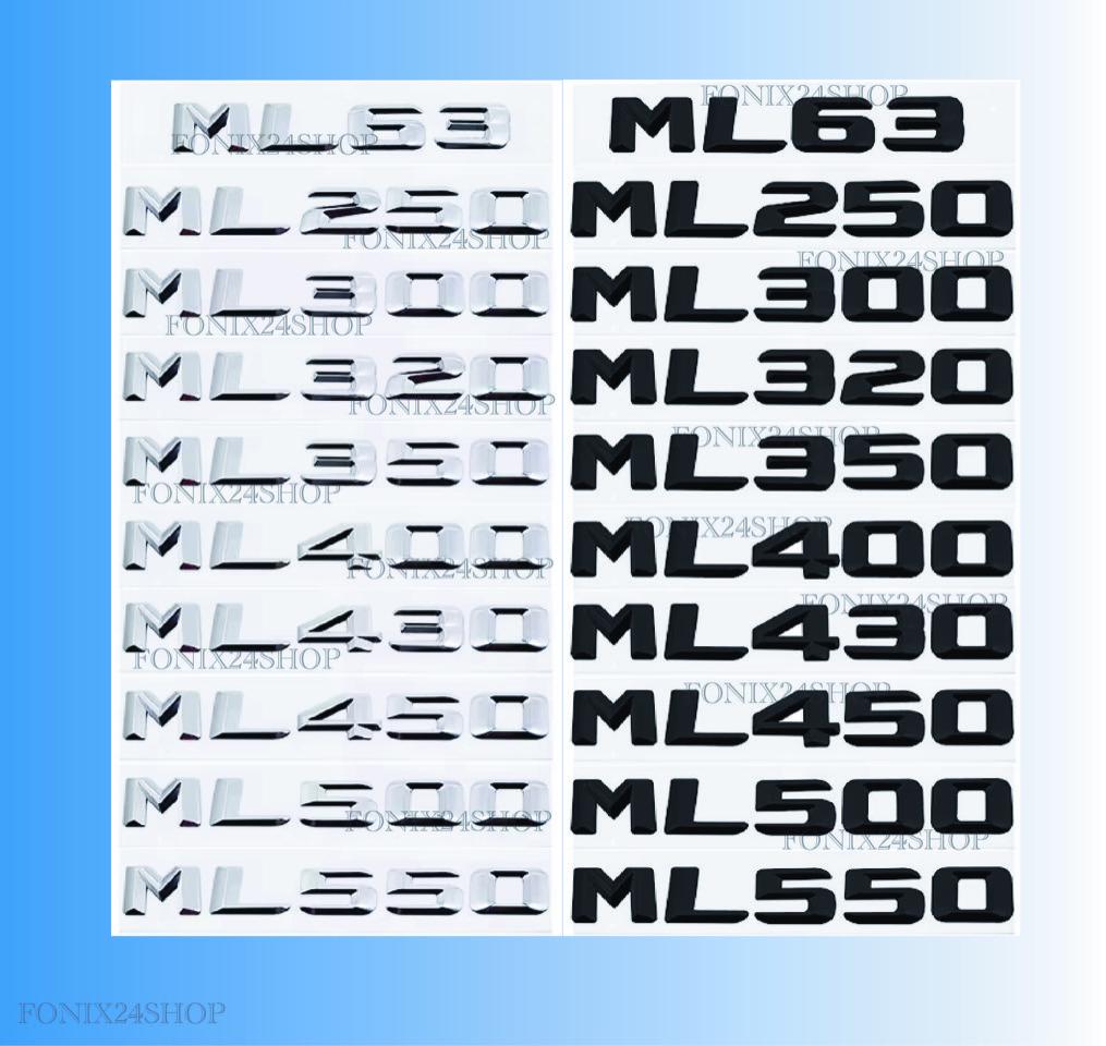 Emblema Mercedes Classe ML con lettere ML55 - ML550 Logo cromato / nero stile 3D ABS Stemma posteriore per bagagliaio CDI d AMG 4Matic ML320 ML400 ML5