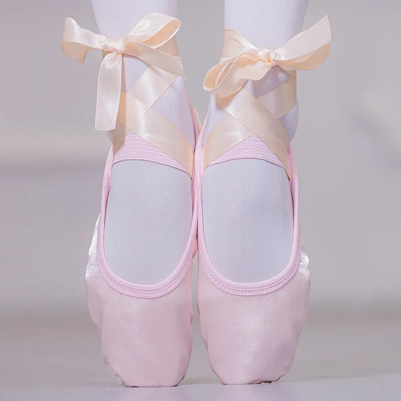 Mädchen Ballett Tanz Schuhe Frauen Ballett Punkt Schuhe Satin Weiche Sohle Kinder Praxis Ballerina Schuhe mit Band Erwachsene Tanz Schuh