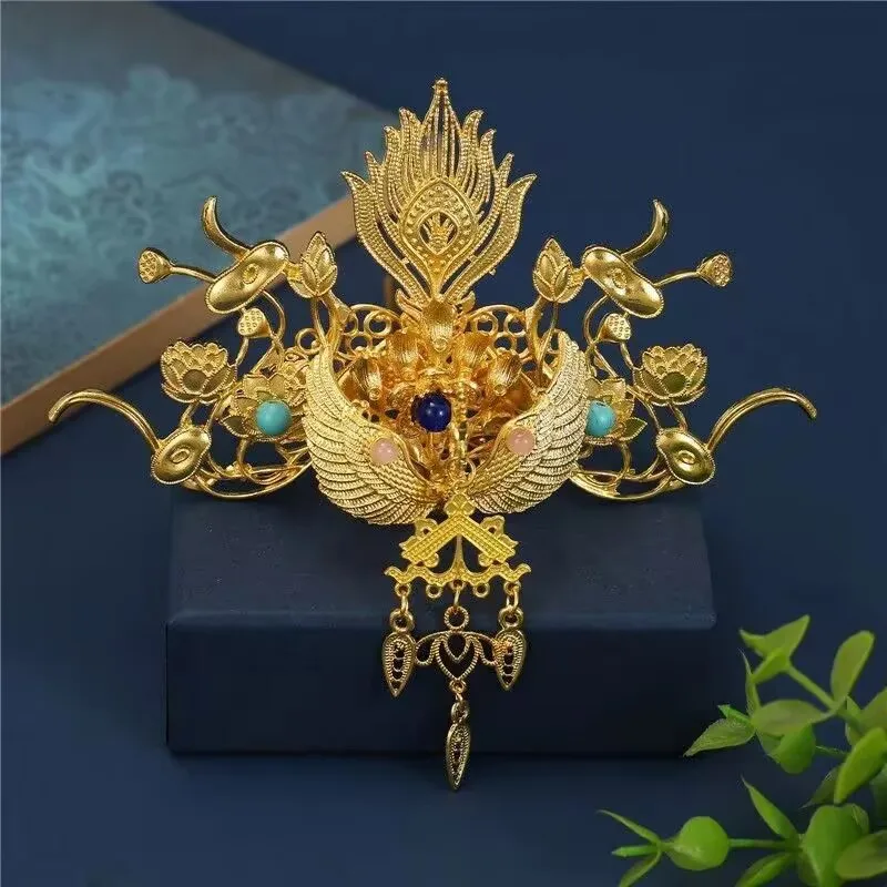 Damen-Haarstab Phoenix und Blumen mit Fransen, chinesische Kopfbedeckung Image