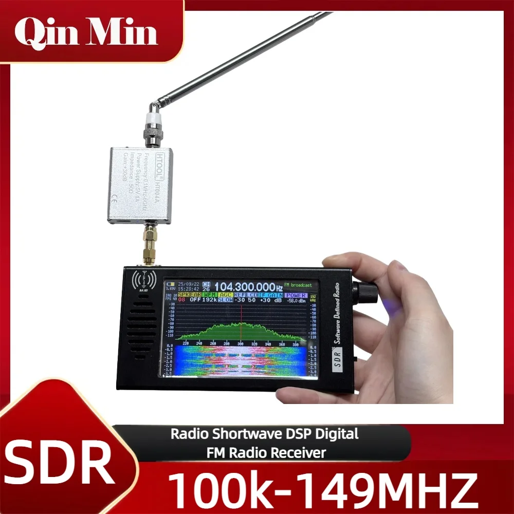 SDR V5 Radio Kurzwelle DSP Digital FM Receiver Transceiver SDR DSP Verstärker HT004A mit Batterieverstärkung 30DB 100k-6G Image