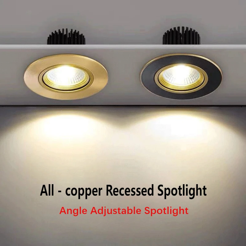 Kupferstrahler, dimmbar, LED-Downlight, winkelverstellbar, COB-Deckenleuchte, Strahler, 3 W, 5 W, 7 W, 9 W, drehbare Innen-LED