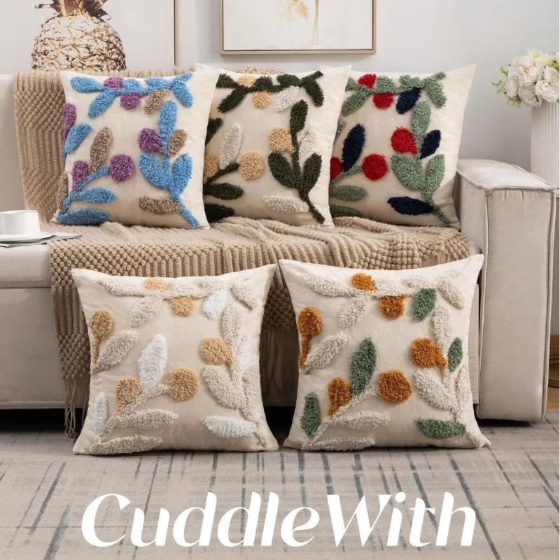 Nordischer Ins-Stil, getufteter Kissenbezug, gemütlicher Sofakissenbezug, Leinen, Quasten-Dekor, minimalistisches Schlafzimmer, Boho-Kissenschutz, 30 x 50 cm Image