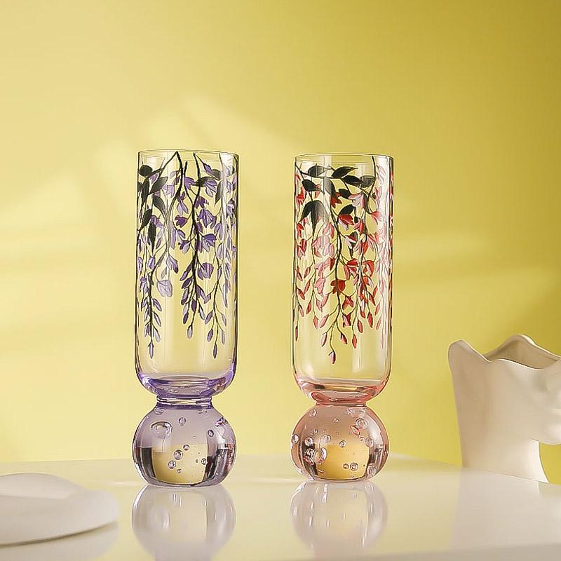 Bicchieri da vino dipinti, bicchieri da vino personalizzati, bicchieri da vino in vetro soffiato a mano, bicchieri da cocktail, bicchieri per succhi d