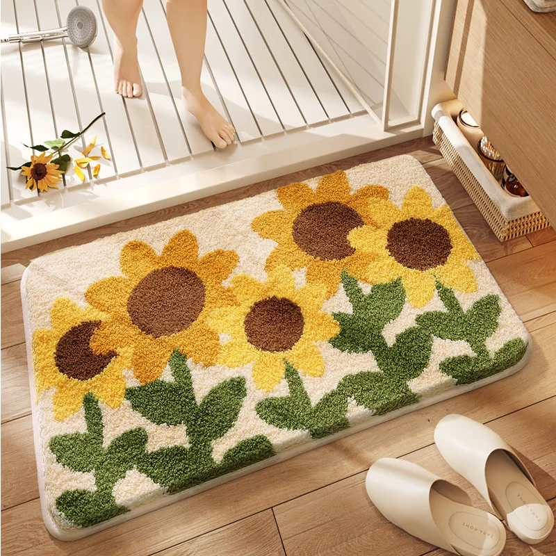 Blumenförmige Niedliche Badematte Flauschige Weiche Imitierte Kaschmir-Bodenmatte Saugfähige Duschraum-Bodenmatte Image