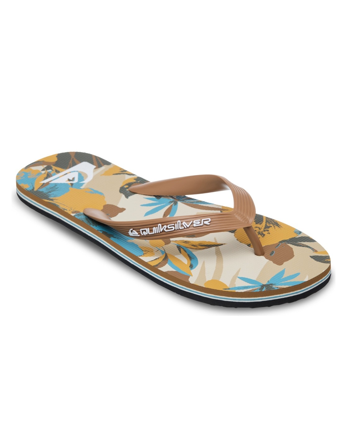 Sandale QUIKSILVER "Molokai Art", Herren, Gr. 12(45), bone weiß interact floral, Obermaterial:Obermaterial: 100% Synthetik, Futter: 100% Synthetik, Laufsohle: 100% Schwammgummi;, Schuhe Sandale