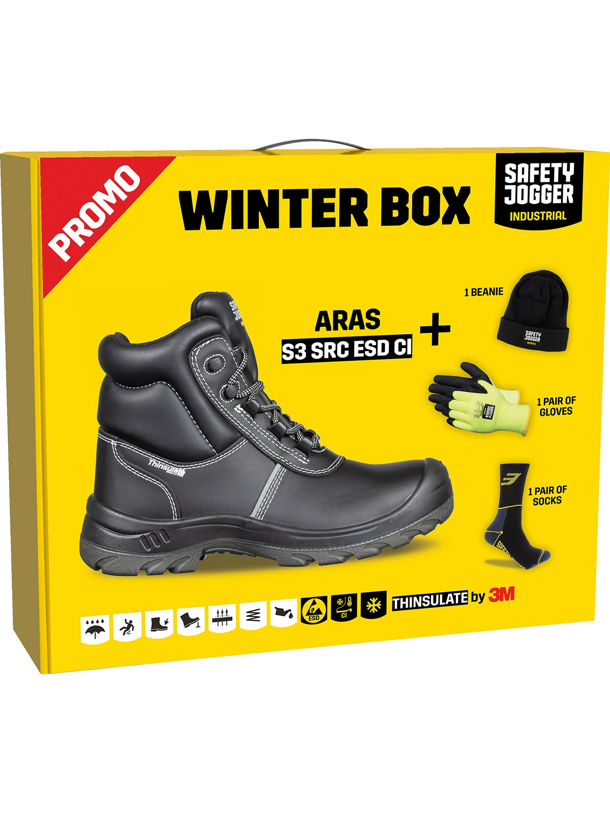 Sicherheitsschuh SAFETY JOGGER WORKS "Winterbox Aras" Gr. 45, schwarz, 45, Obermaterial: 50% Rindsleder Leather cow. 50% Lammleder LEL., Schuhe Image
