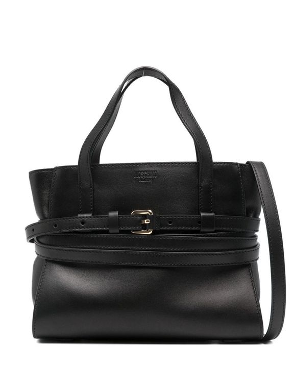Tie Me Small Tote - Black - Moschino Totes