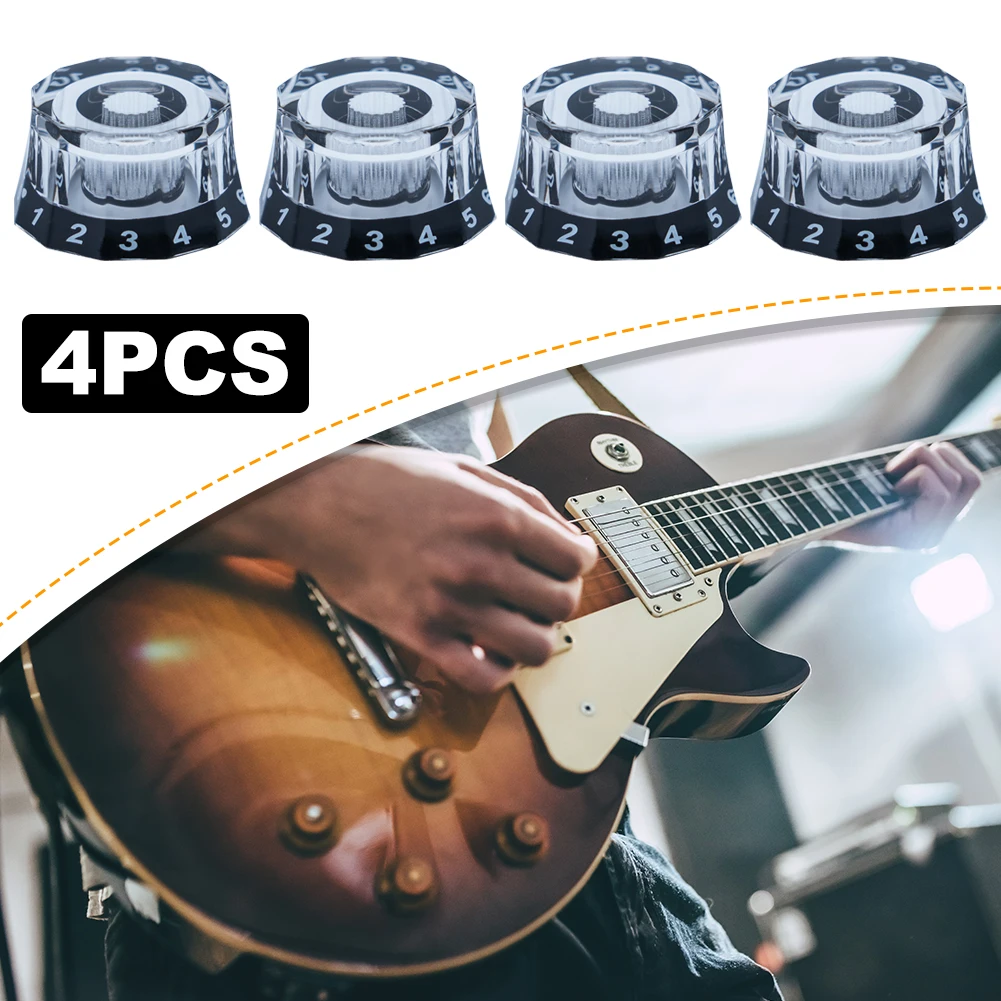 Boutons de contrôle de tonalité de Volume, 4 pièces, Style abat-jour, boutons de chapeau haut-de-forme pour guitare électrique, bouton de contrôle de vitesse pour accessoires de guitare Les Paul