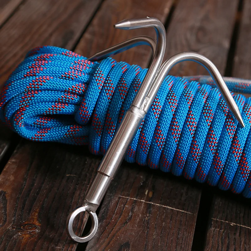 Flying Claw Survival Grappling Stahlhaken Kletterklaue Outdoor Karabiner Sal Image
