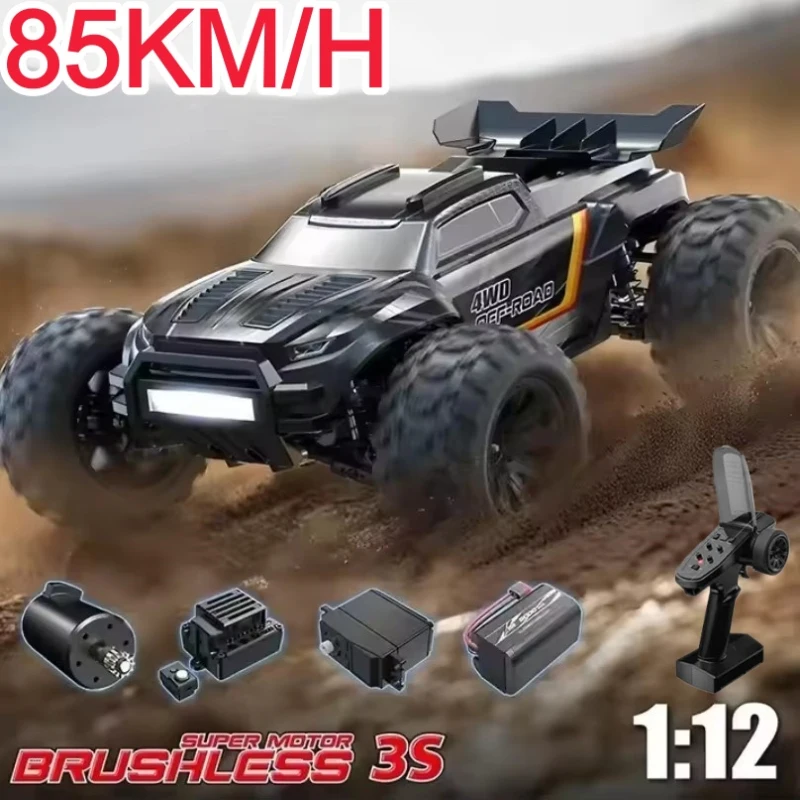 1:12 85KM/H 3S Bürstenloser Renn-Drift-RC-Wagen 200M Beleuchtungssteuerung 4WD Metall Offroad Stoßdämpfung Ferngesteuertes Auto Image