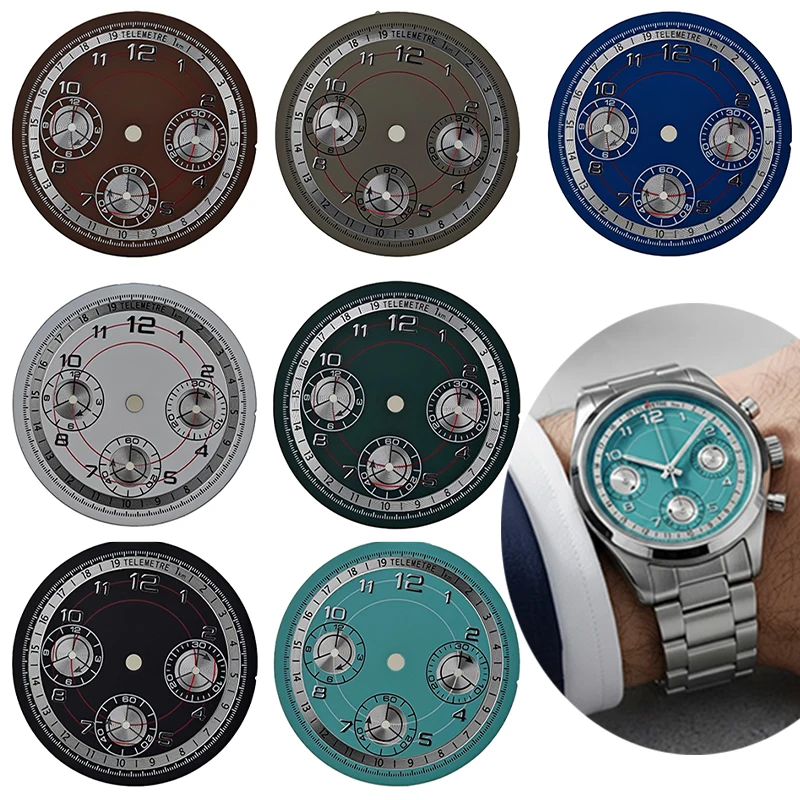 29,5 mm großes Zifferblatt ohne Logo für VK63-Uhrwerk, grün leuchtendes, hochwertiges Zifferblatt, Zubehör für die Modifikation von Uhren Image