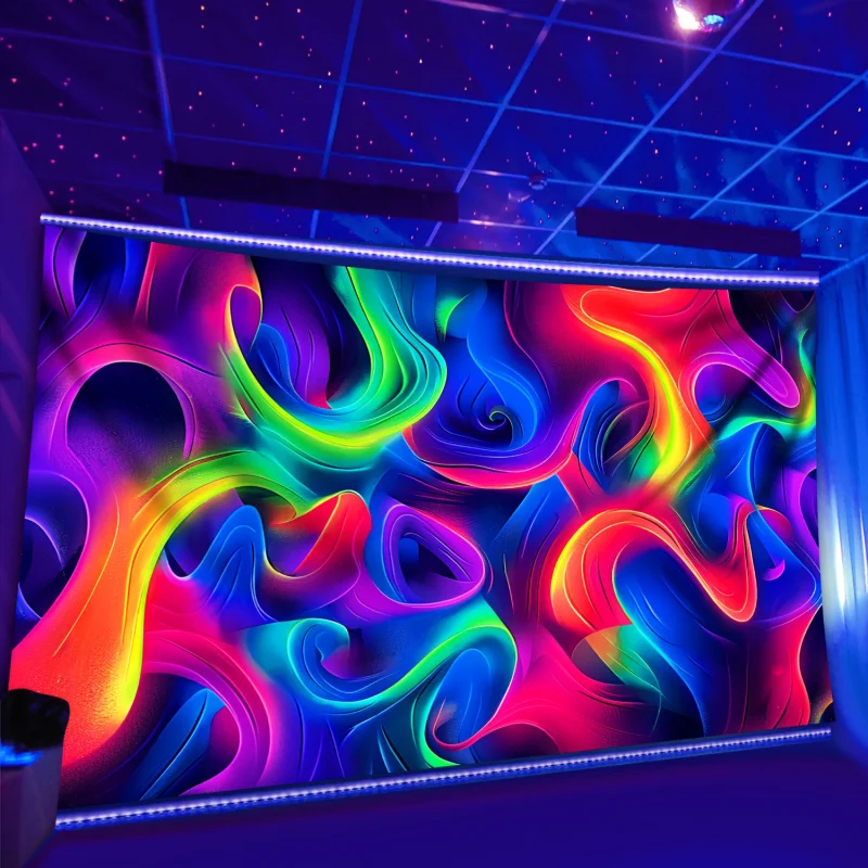 VIKAMA Bunter abstrakter Fluid-Art-Wandteppich mit Regenbogenwirbel, geeignet für Schlafzimmer, Wohnheim, Wohnzimmer, Heimdekoration Image