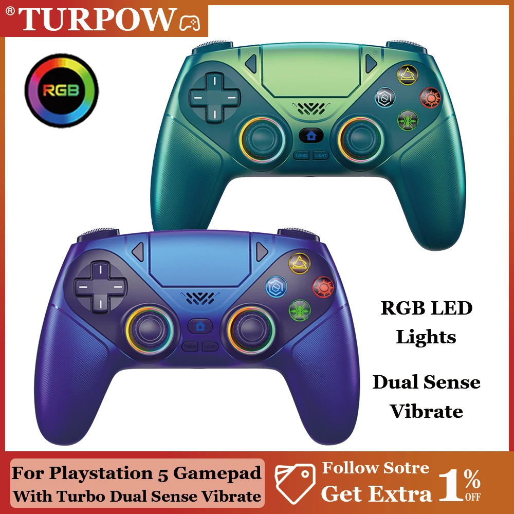 RGB Lights Gamepad For Playstation 5 Wireless Controller with Turbo Dual Sense Vibrate Programming Gaming Controller Console
