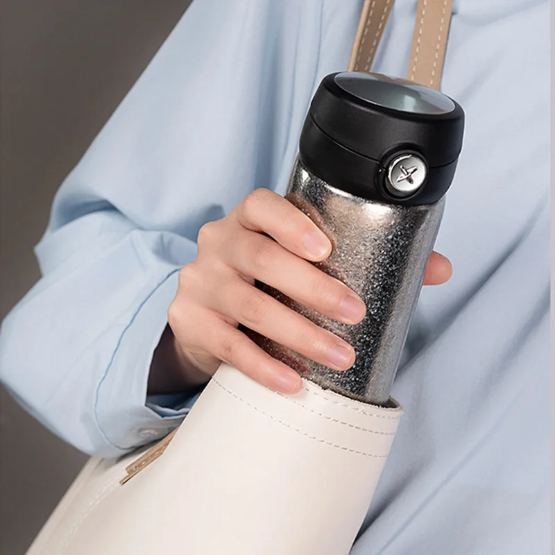 340 ml Thermosbecher mit Federkappe aus reinem Titan, Hochtemperatur-Kristallisierungs-Vakuumflasche, tragbares Outdoor-Trinkgeschirr, Wasserflasche Image