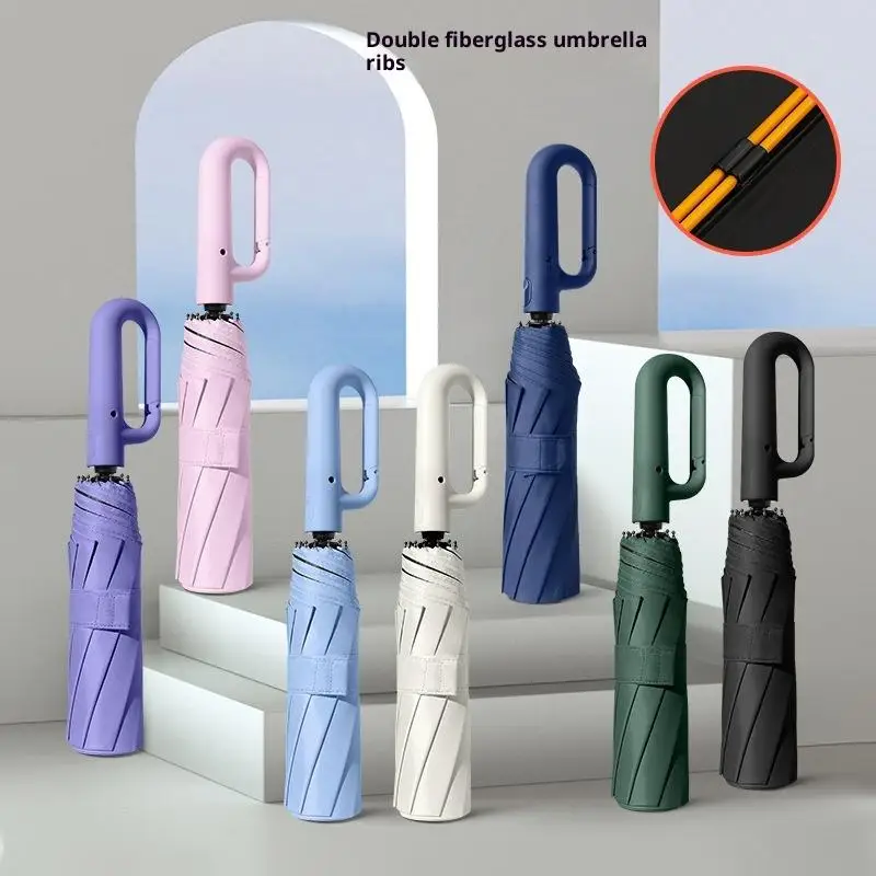 Automatischer Regenschirm mit Ringschnalle-Design für Männer und Frauen, faltbar, 105 cm, großer, starker Sonnenschirm, UV-Schutz, Regenschirm Image