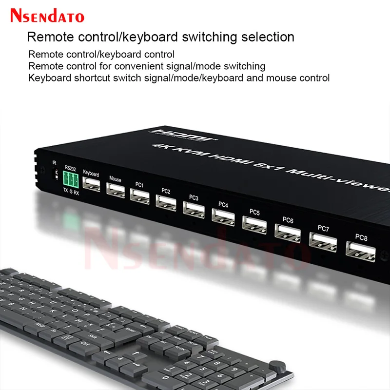 4K HDMI KVM Multi Viewer 8x1 HDMI Bildschirm Nahtlose MultiViewer Schalter Splitter 8 in 1 Out HDMI Bildschirm Multi-Viewer Teiler Für PC Image