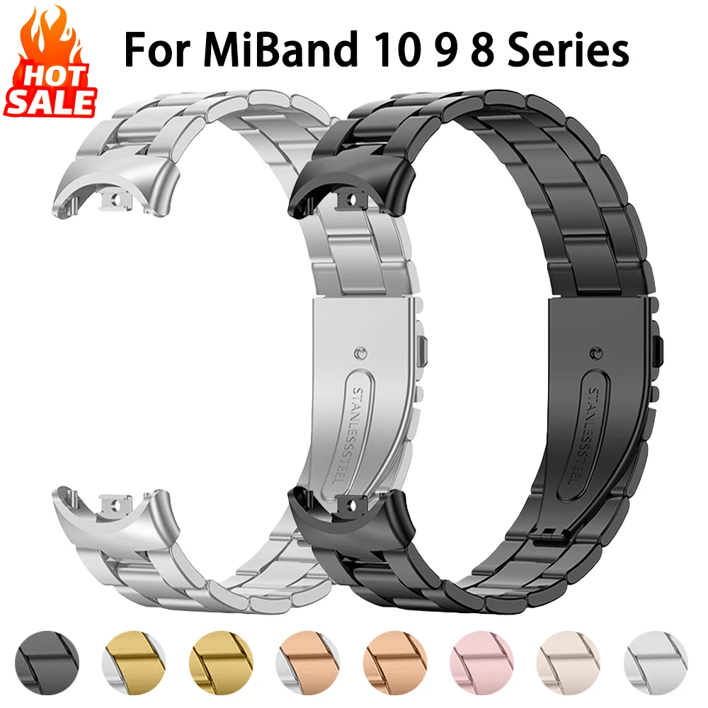 Edelstahl-Armband für Xiaomi Mi Band 10 9 8 Zubehör Ersatz Pulseira Xiaomi Smart Band 10 9 8 Metall Correa Armband Image