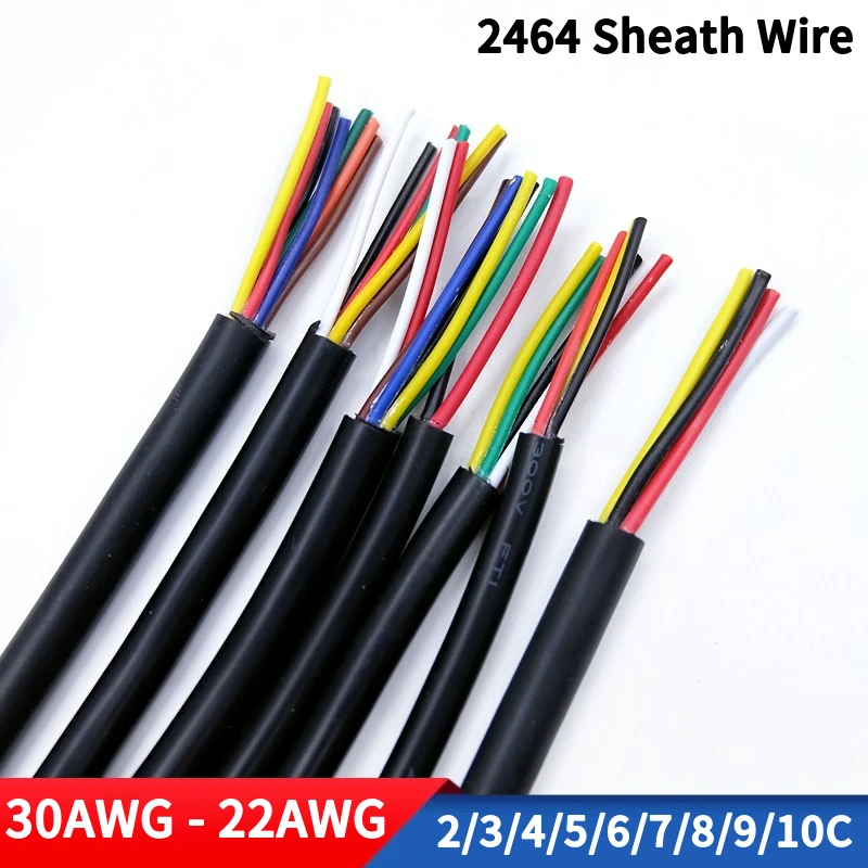Ummanteltes Draht-Kupferkabel, 30, 28, 26, 24, 22, AWG, Signalkabel, 2, 3, 4, 5, 6, 7, 8, 10 Kerne, weiches elektronisches Audiosteuerungsdraht 2464 Image