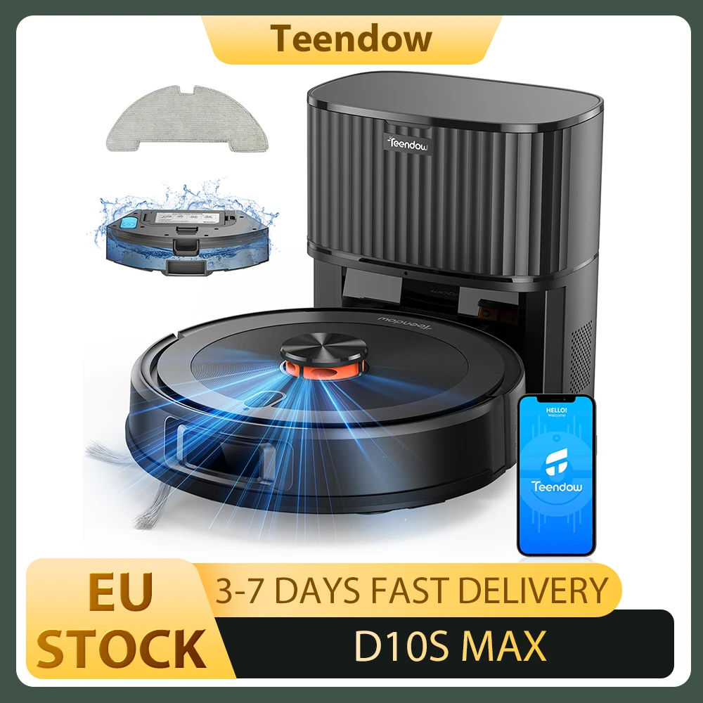 Teendow D10S MAX 2-in-1 Roboter-Staubsauger und Wischroboter mit Auto-Entleerungsstation, 4500Pa Starke Saugkraft, Intelligente Kartierung Image
