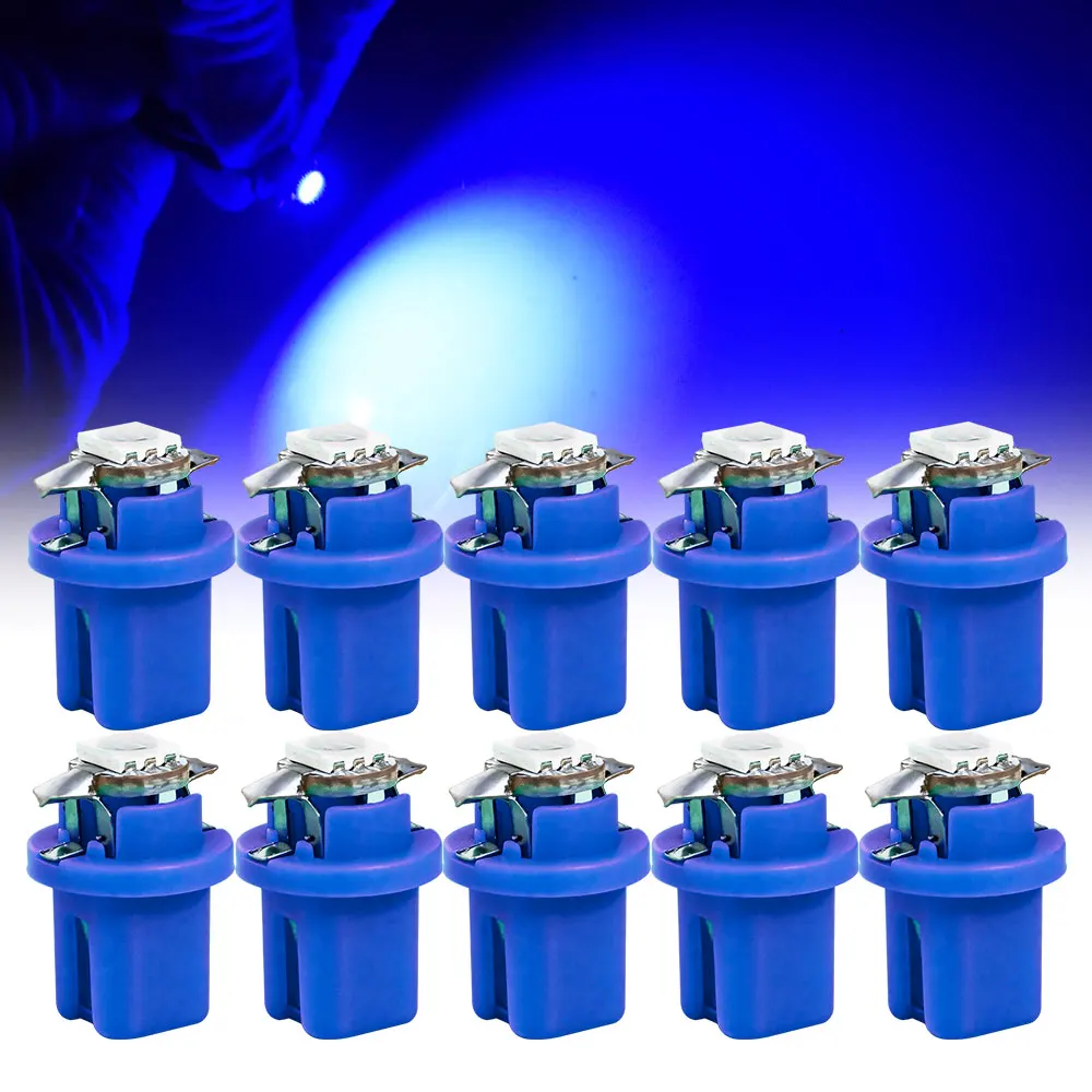 10 Stück T5 B8.5 LED 5050 Beleuchtungslampen 12V Plug-and-Play für Auto-Armaturenbrett-Beleuchtung Instrumententafel-Beleuchtung