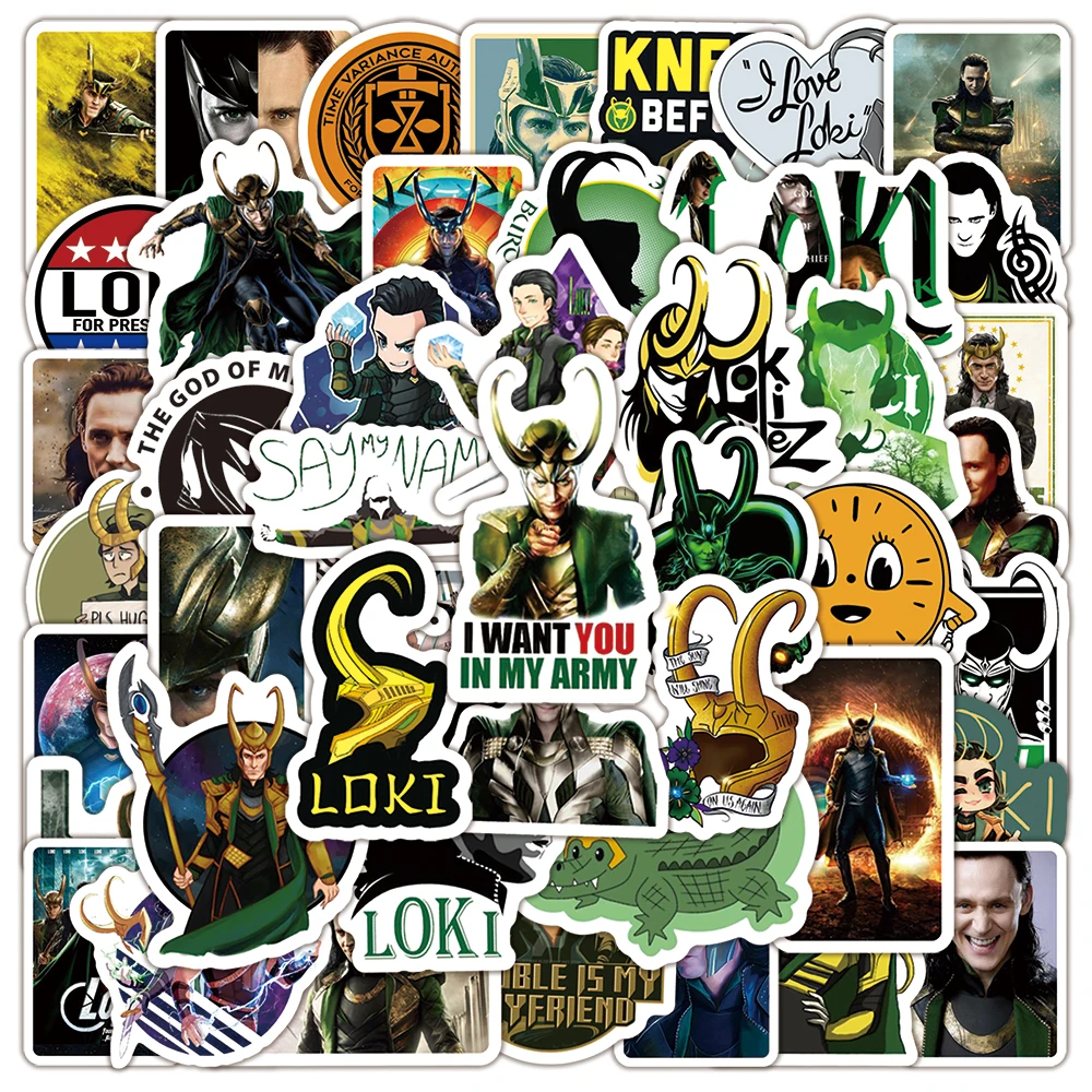 50 Stück Loki Laufeyson Marvel Graffiti-Aufkleber Coole Cartoon-Sticker DIY Gepäck Handy Gitarre Scrapbook Kühlschrank Klassisches Kinderspielzeug Image