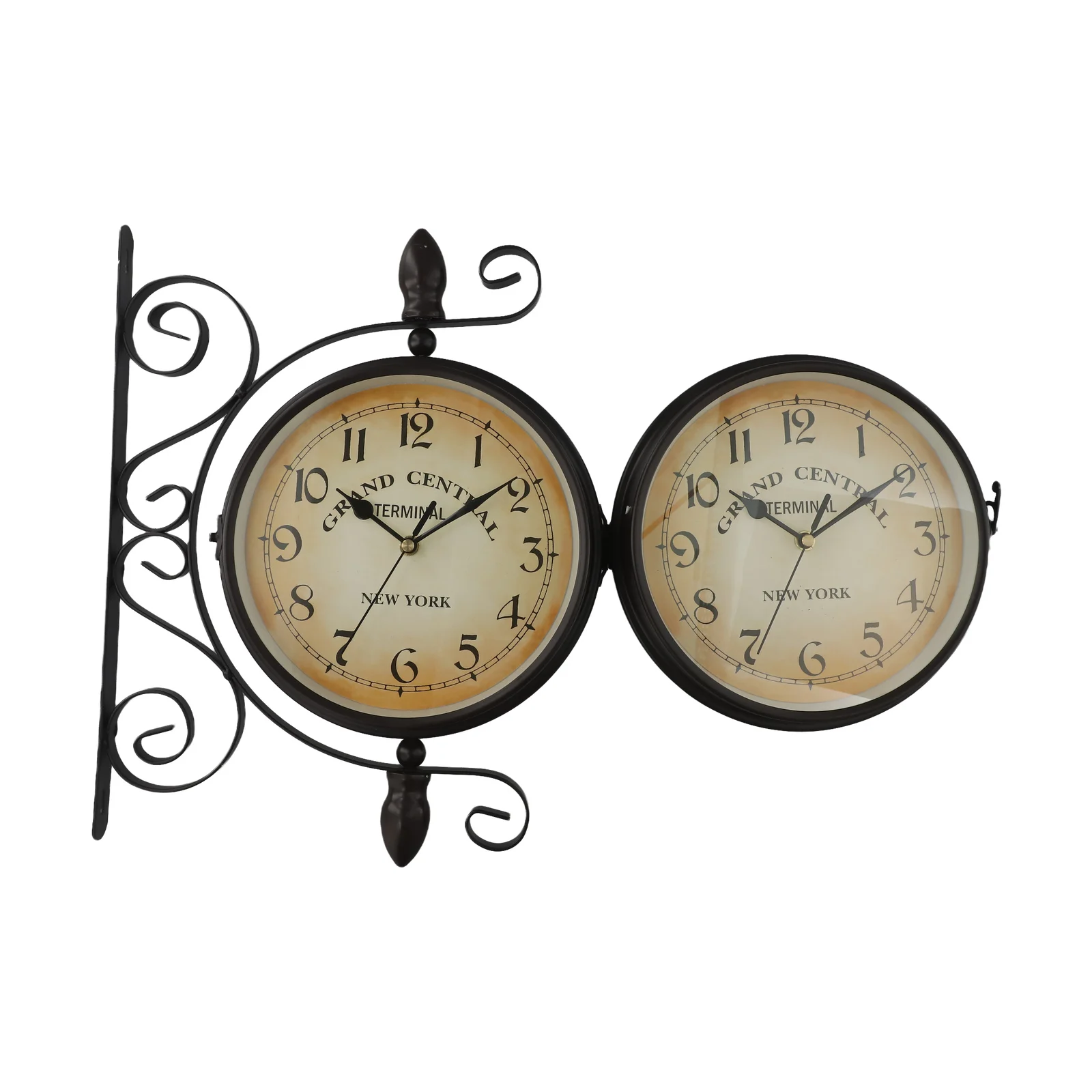 Stil doppelseitige Uhr Zug Vintage 8\\" Wand antike Wanduhr Schmiedeeisen dekorative doppelseitige Garten