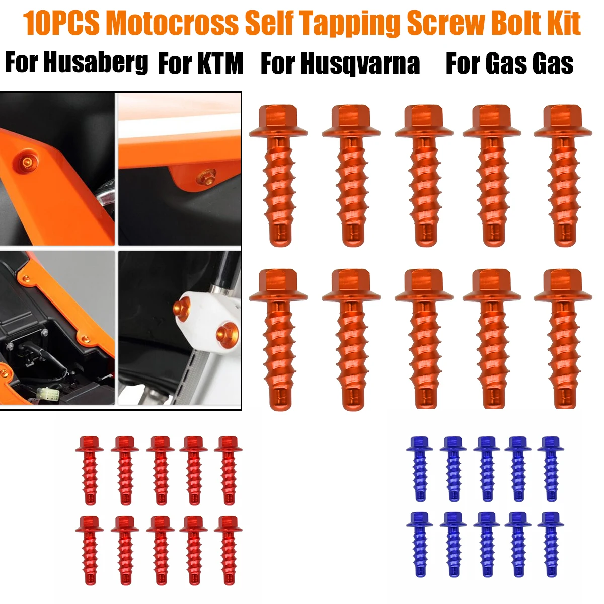 CNC-Aluminium-Motorrad-Selbstschneidende Schrauben-Kit für KTM EXC XC XCW SX SXF Husqvarna FE TE FC TC FX TX 125 250 300 350 450 Image
