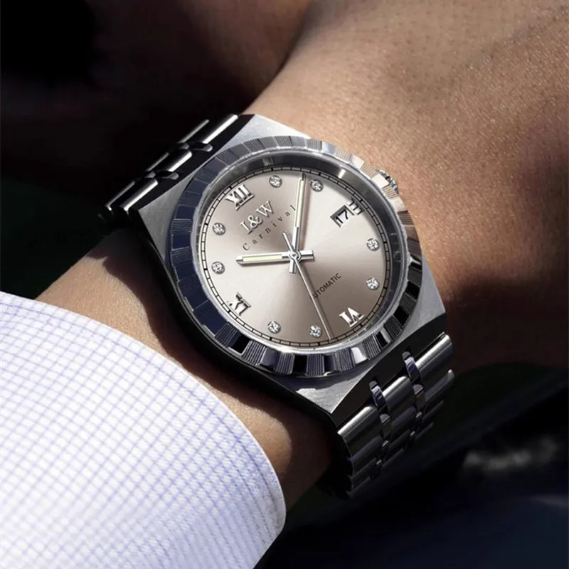 Reloj CARNIVAL I&W Herren Mechanische Uhren Marke Luxus NH35 Bewegung Automatische Mann Armbanduhren Wasserdicht für Männer Montre Homme Image