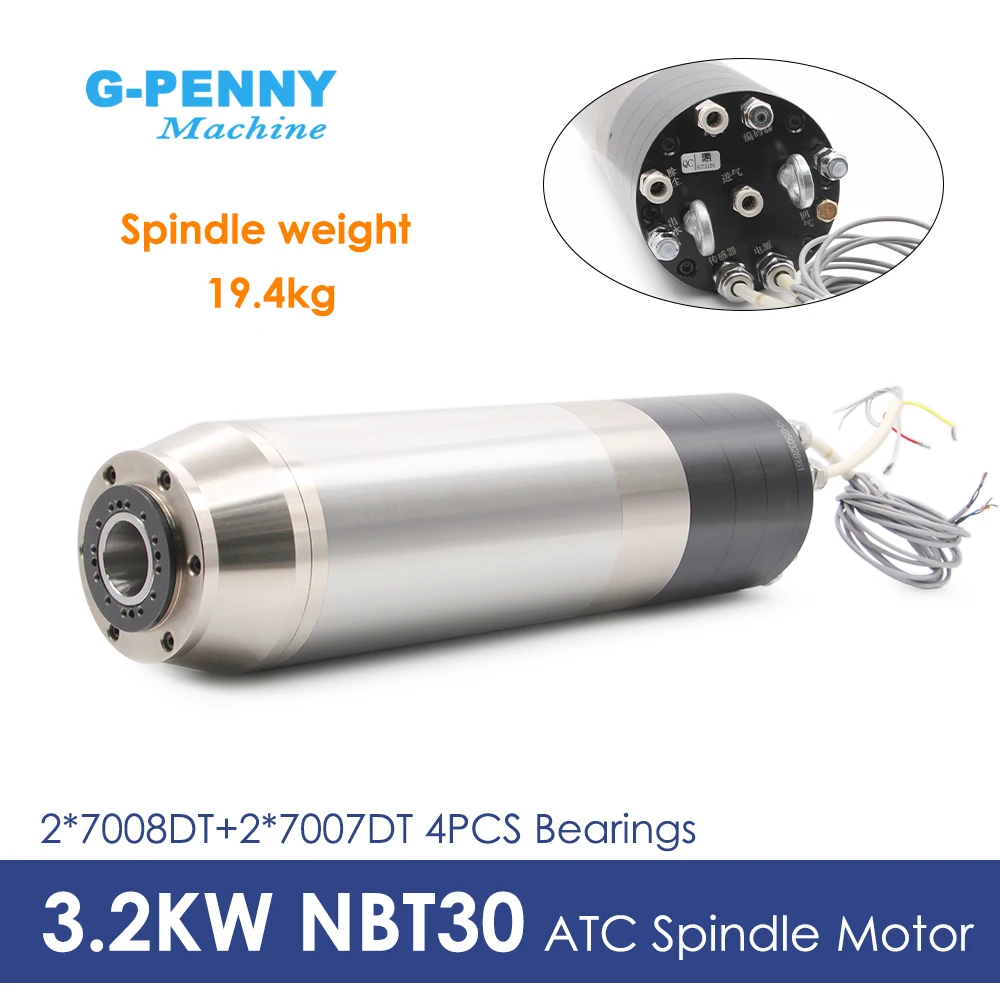 G-Penny 3,2 kW 380 V/220 V NBT30 ATC Spindelmotor Auto Werkzeugwechselspindel mit Dichtung wassergekühlt für Metall Messing Edelstahl Image