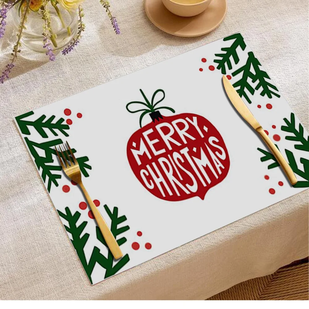 Beliebte neue Weihnachten dekorative Tischset Santa Elch Tischset Weihnachten Tischdecke Matte Leinen Textur Home Tischset Image