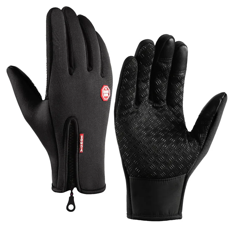 Winter Skifahren Motorradfahrer Handschuhe Super Dicke Warme Radfahren Männer Touchscreen Wasserdichte Fleece -30 ℃ Sport-Handschuhe mit Reißverschluss für Damen Image