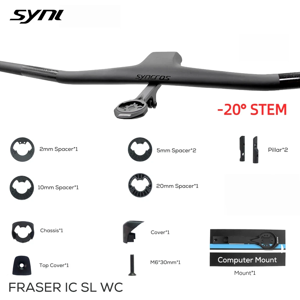 SYNCROS FRASER IC SL WC für Sparks Frame -20 ° ,Full Carbon Fiber Integrated Cockpit 740mm 760mm MTB-Handlebal mit Computerhalterung Image