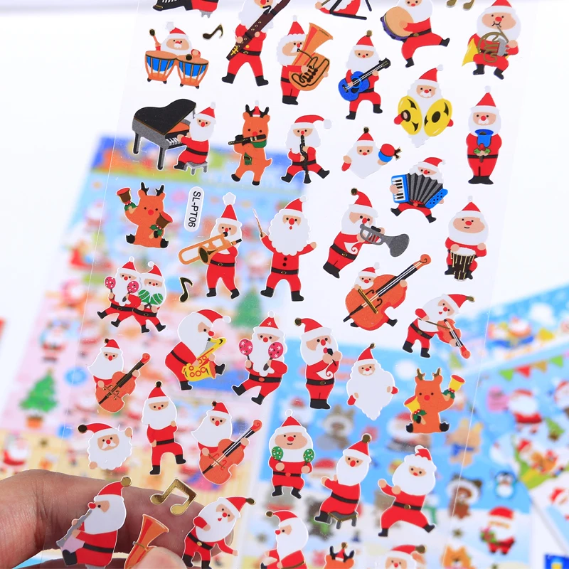 6 Stück neue Frohe Weihnachten Golding Weihnachten spezielle selbstklebende Aufkleber Scrapbooking DIY Journaling Tagebuch niedliche Briefpapieraufkleber Image