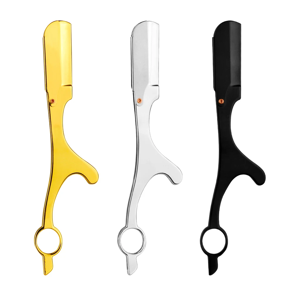 Gold Finger Ring Rasierer Sicherheitsrasierer für Augenbrauen und Gesichtsformung Halbklingenkante Rasiermesser für Barbershop Schönheitssalon Image