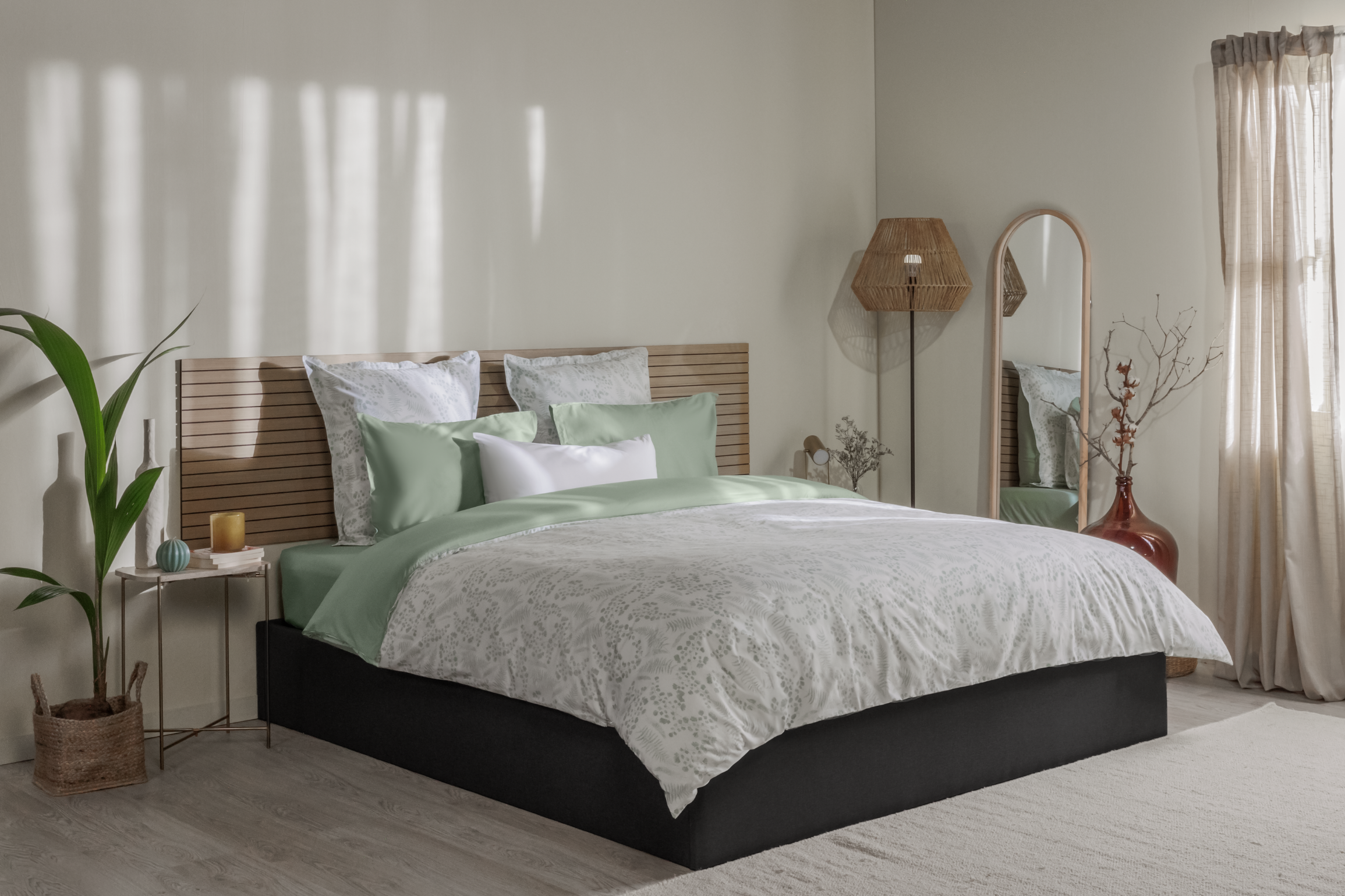 Housse de couette Percale de coton Emma 200x200 - Fleur Bleu Céleste