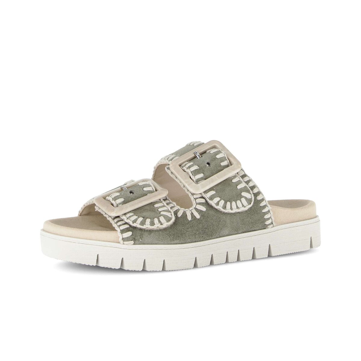 Pantolette GABOR "Pantolette", Damen, Gr. 44, grün, Schuhe Pantolette