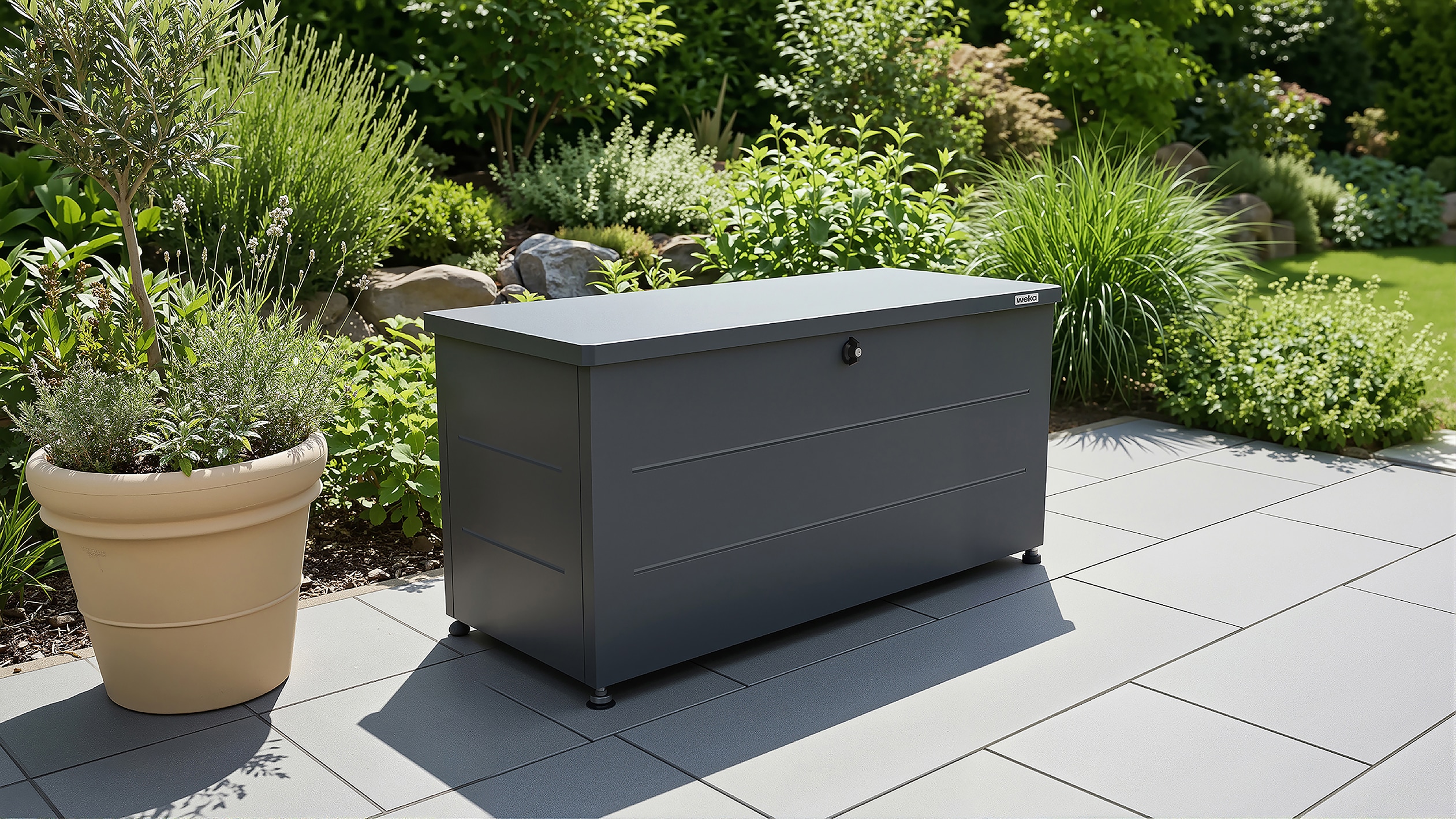 Auflagenbox WEKA "Gary", anthrazit, B:58cm H:115cm T:50cm, Metall, Aufbewahrungsboxen, Metall pulverbeschichtet, verschiedene Größen