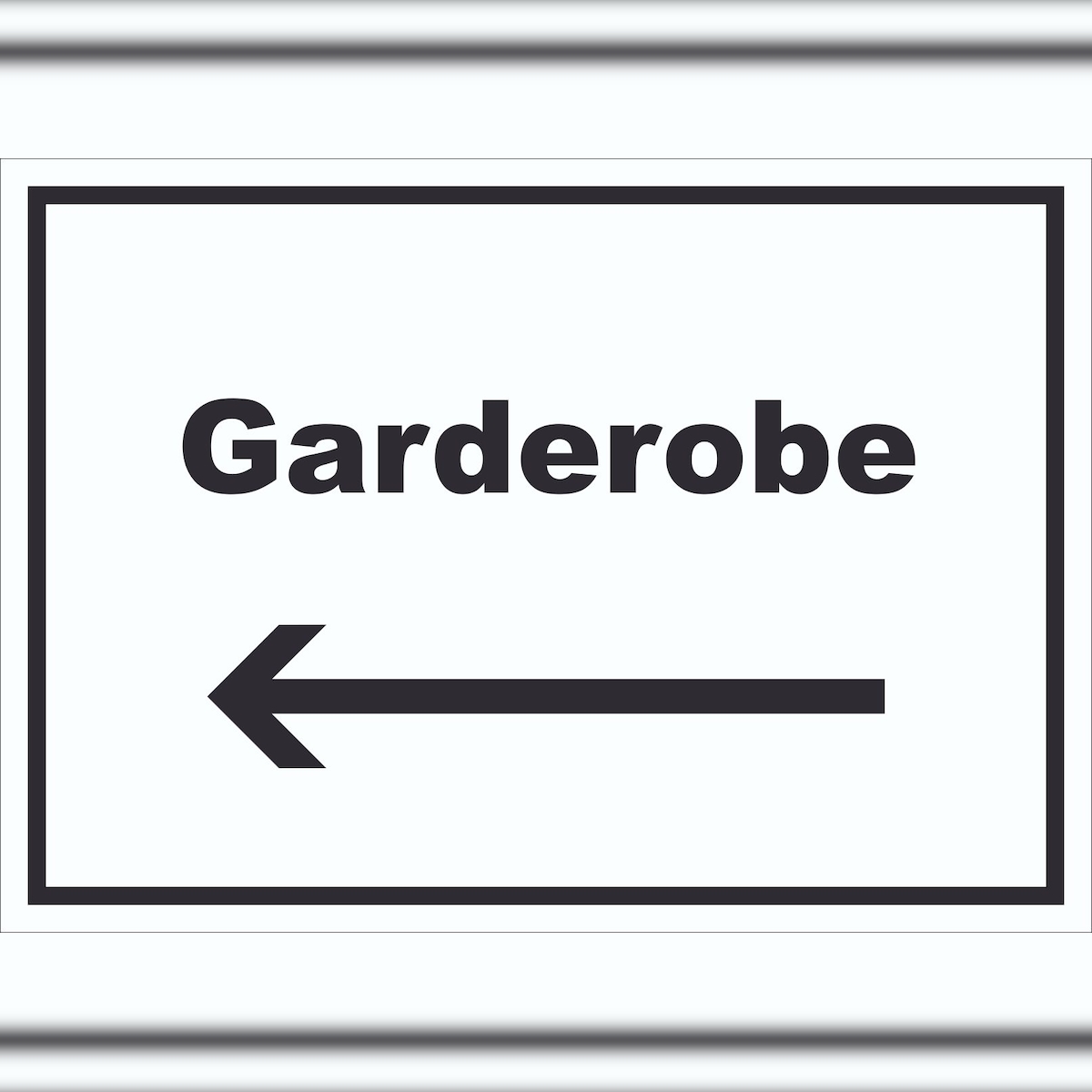 HB-Druck Garderobe Schild mit Text Richtungspfeil links Kleidung aufbewahren waagerecht A4 (210x297mm) Image