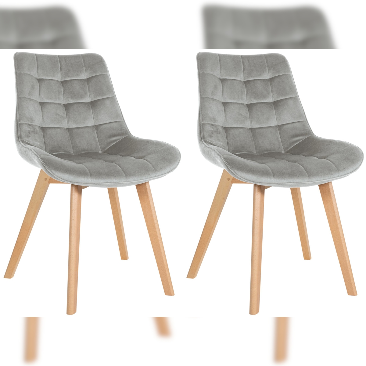 Proregal CHEFGASTRO 2er-Set Esszimmerstuhl SAVANNAH Samt HxBxT 84x54x63cm Samt Grau Küchenstuhl Image