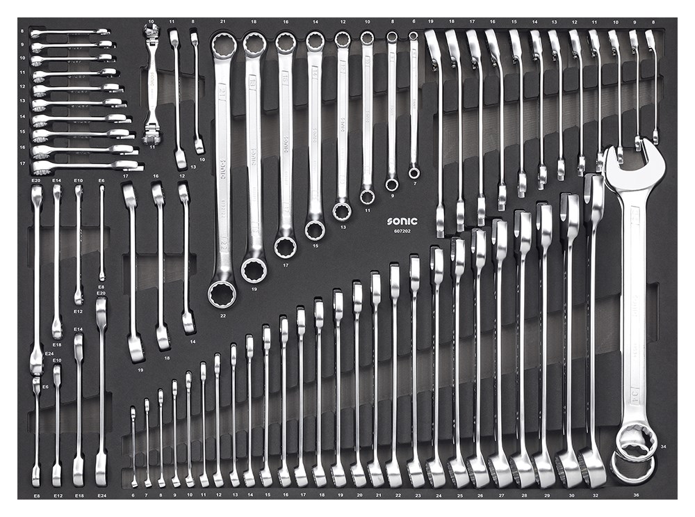 SONIC EQUIPMENT Schaumstoffeinlage, Sortimentskasten Schraubenschlüsselsatz SFS-XL 72-tlg. 607202