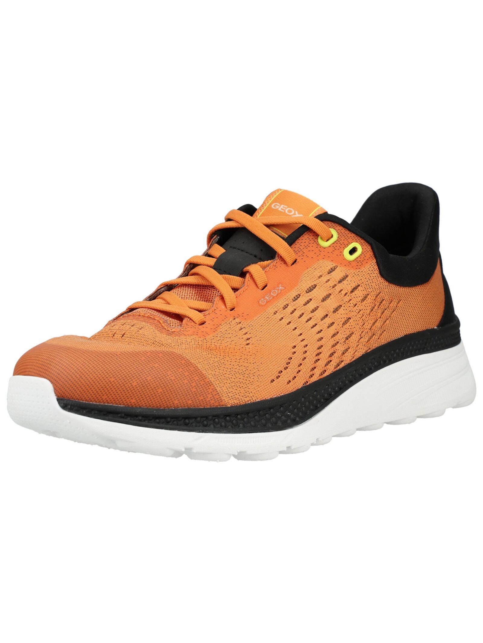 Sneaker GEOX "Geox Sneaker Textil", Herren, Gr. 43, schwarz, orange, Textil, Schuhe Sneaker