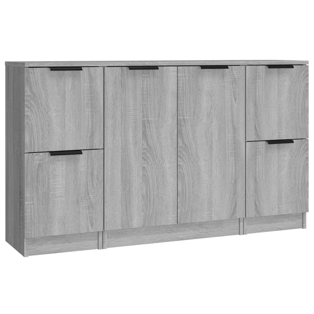 vidaXL Sideboards 3 Stk. Grau Sonoma Holzwerkstoff Image