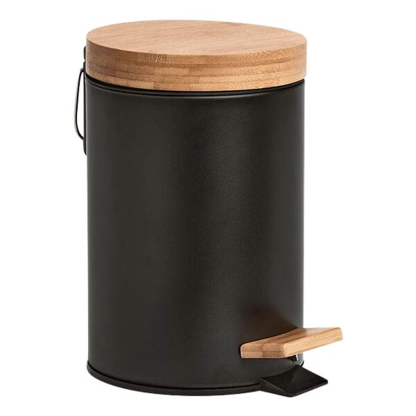 Zeller Kosmetikeimer 3.0 L Metall / Bambus schwarz, 24 cm