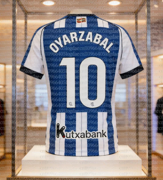 Maillot domicile Real Sociedad 2025-26 Oyarzabal Version Fan Homme, Femme et Enfant – T-shirt de Sport Décontracté Respirant