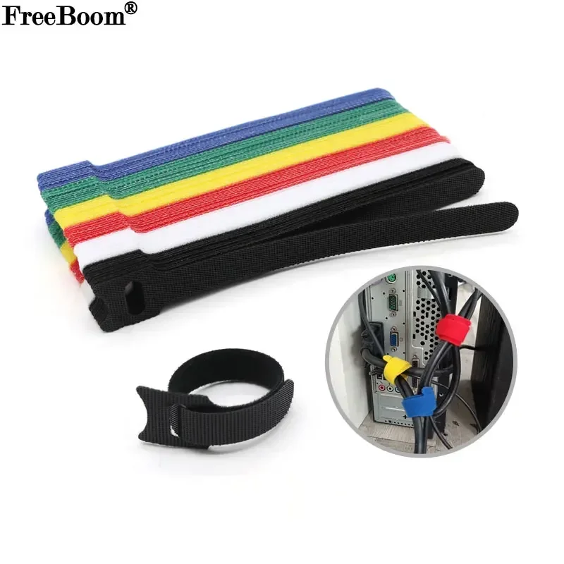 100 Stück lösbare Kabel-Organizer-Krawatten, Maus-Kopfhörer, Kabelmanagement, Nylon-Kabelbinder, wiederverwendbare Schlaufe, Reifen, Klebeband, Riemen, Krawatte Image