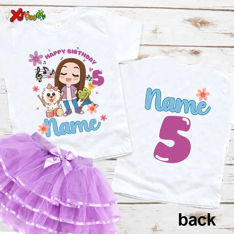 T-shirt compleanno Lara Camicia compleanno ragazza 7° compleanno Abiti festa Completo T-shirt Abiti coordinati per bambini Tutu Camicie per ragazze 6°