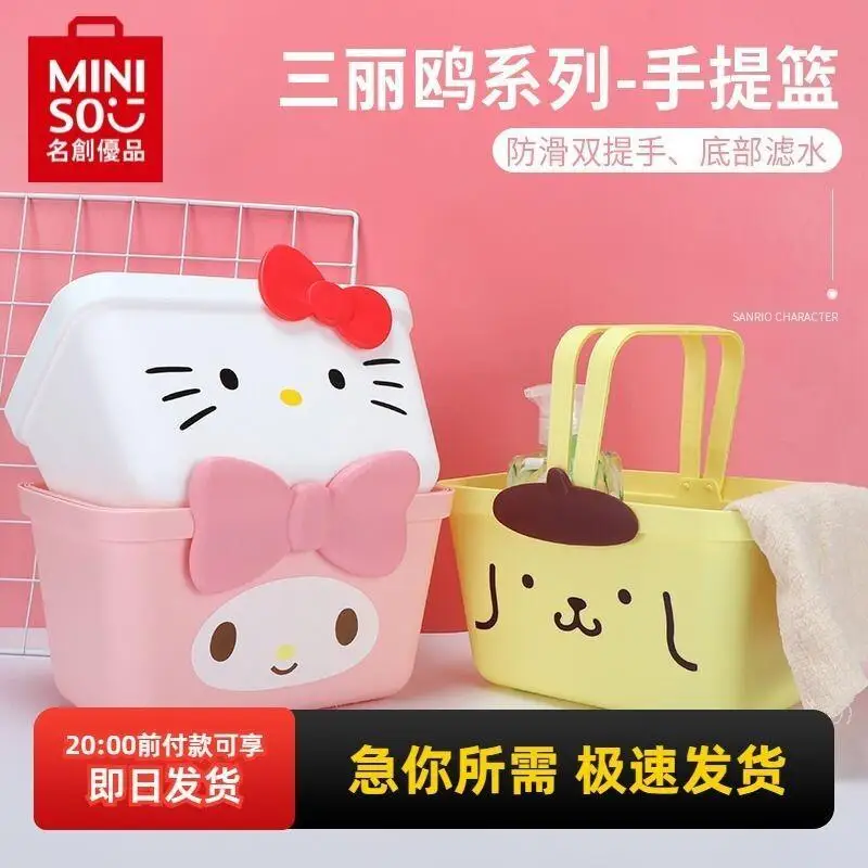 2 Stück Sanrio Hello Kitty Kunststoff-Handkorb für Mädchen und Kinder, Aufbewahrungskorb für Zuhause, dekorativ, niedliches Cartoon-Design, Kawaii