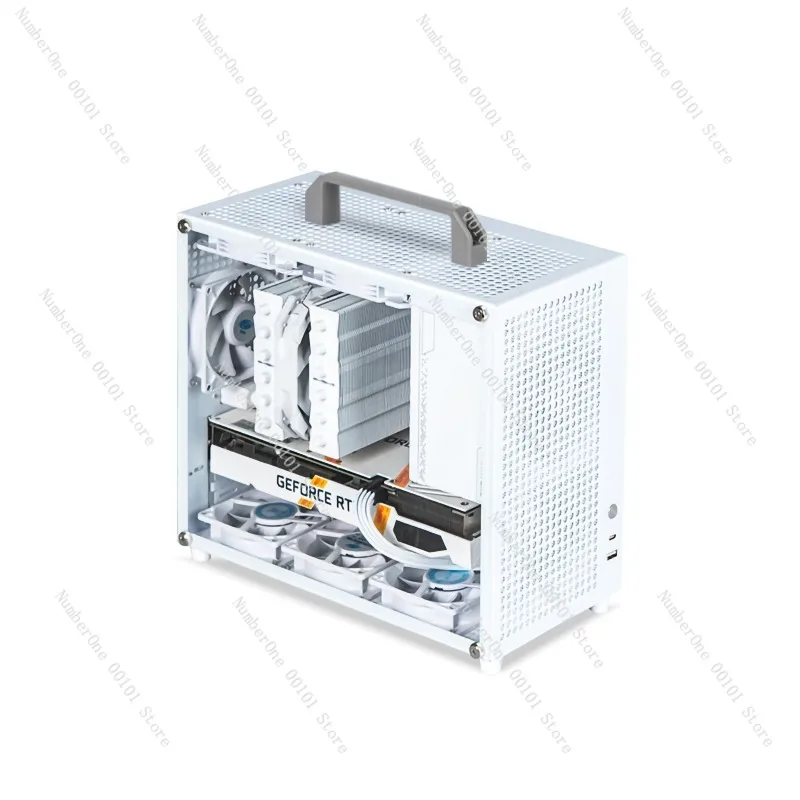 Tragbares tragbares Mini-Desktop-Computergehäuse, kompaktes kleines ITX-Gehäuse für den Heim- oder Bürogebrauch mit hinterer Kabelmanagement