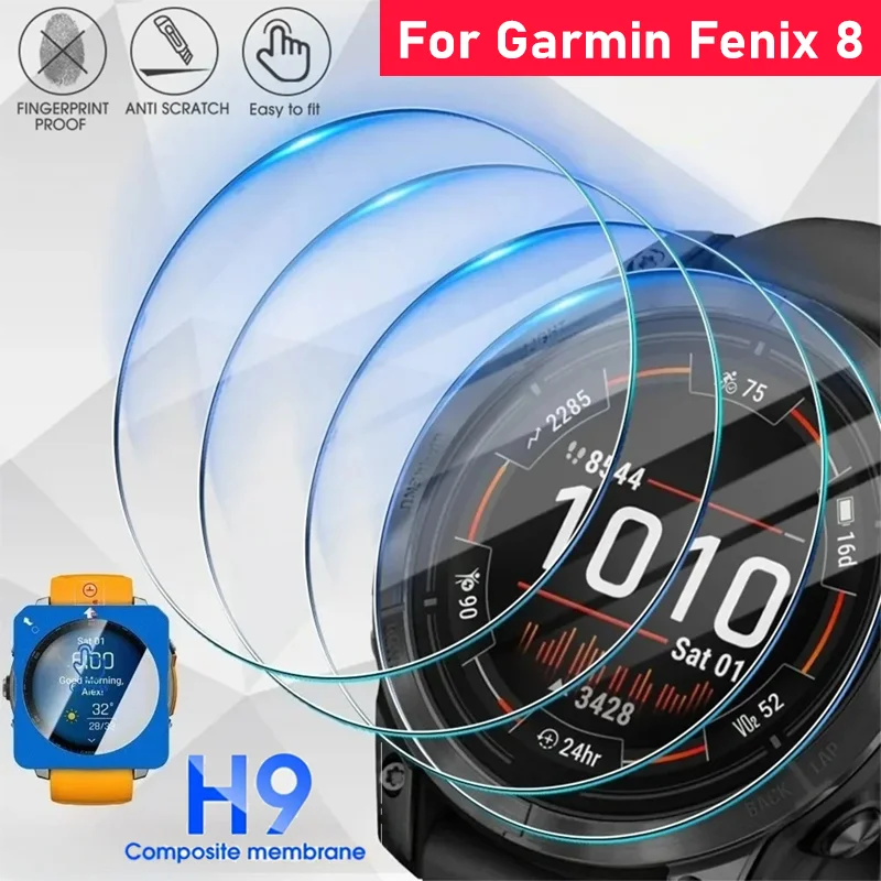 1–2 Stück einfach zu installierendes gehärtetes Glas für Garmin Fenix ​​8 43 mm, 47 mm, 51 mm, HD, kratzfester, schmutzabweisender Schutzfilm Image