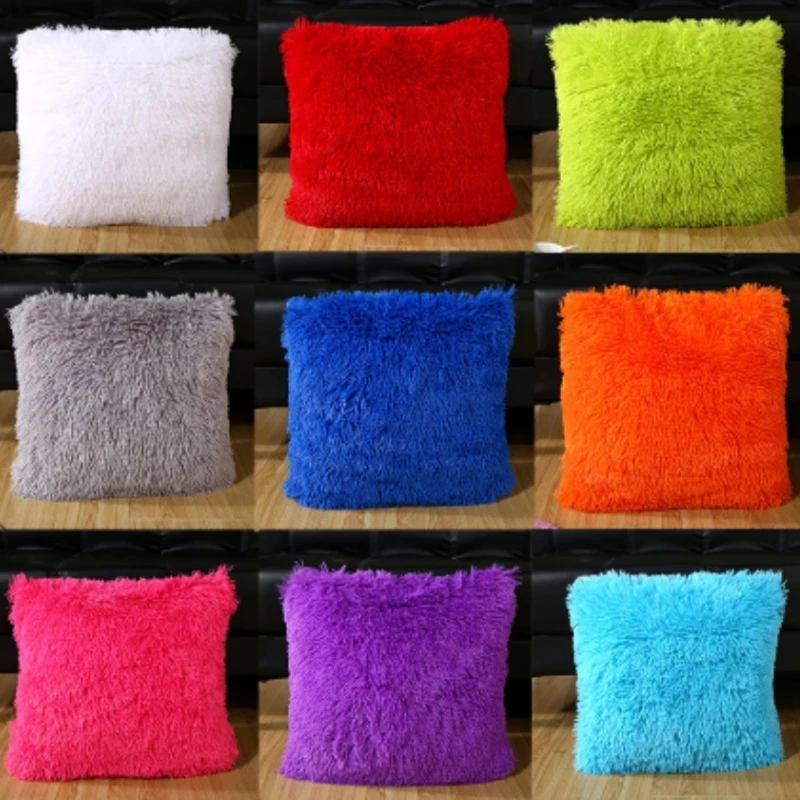 Solide weiche Plüsch Kunstpelz Kissenbezüge Home dekorative Kissenbezug Kissen für Sofa Auto Stuhl Hotel Home Kissenbezug Image